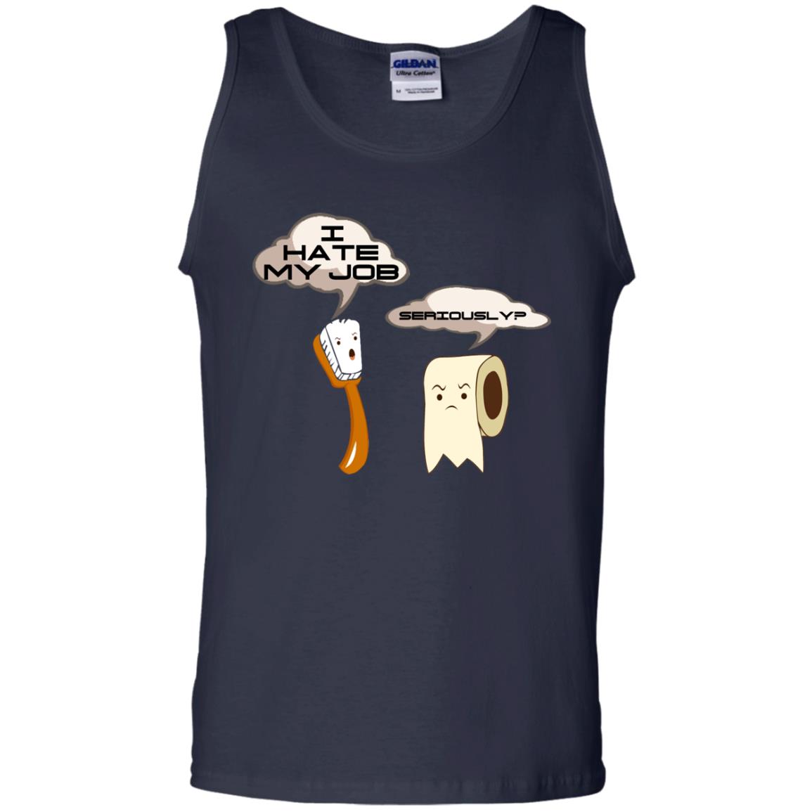 Funny Toothbrush And Toilet Paper I Hate My Job T-shirt Navy