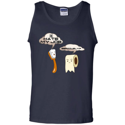 Funny Toothbrush And Toilet Paper I Hate My Job T-shirt Navy