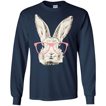 Easter Bunny Rabbit Pink Glasses Funny Hipster Shirt Navy