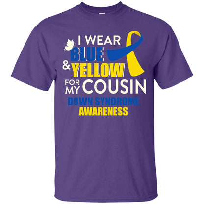 I Wear Blue And Yellow For My Cousin Down Syndrome Shirt Purple