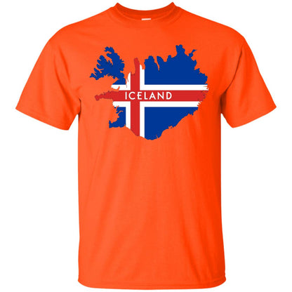 Iceland T-shirt With Flag And Map Orange