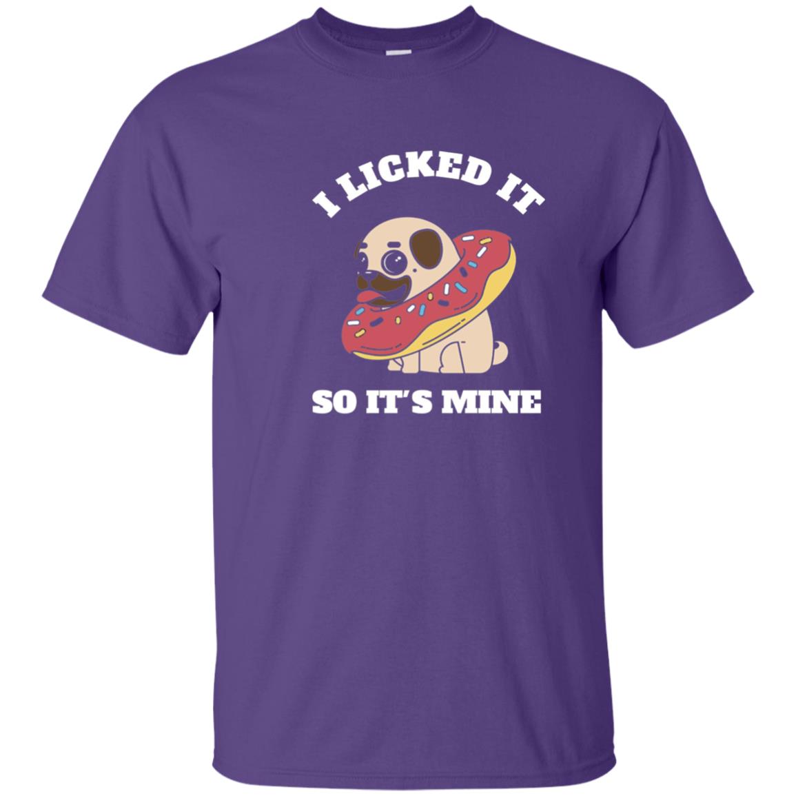 I Licked It So It_s Mine Pug With A Doughnut Dog Lover T-shirt Purple