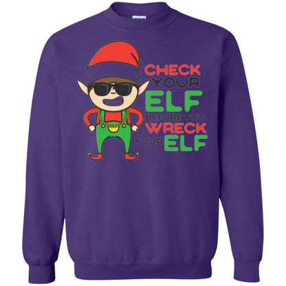 Christmas T-shirt Check Your Elf Before You Wreck Your Elf Purple