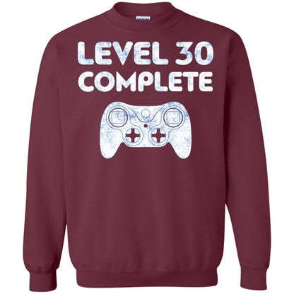 Level 30 Complete Video Gamer 30th Birthday Shirt Maroon