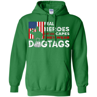 Real Heroes Don_t Wear Capes They Wear Dogtags Military T-shirt Irish Green
