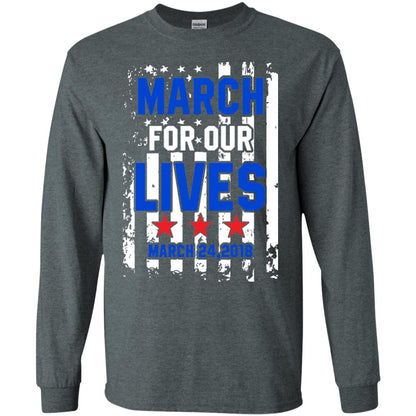 March For Our Lives With American Flag Gun Control T-shirt Dark Heather