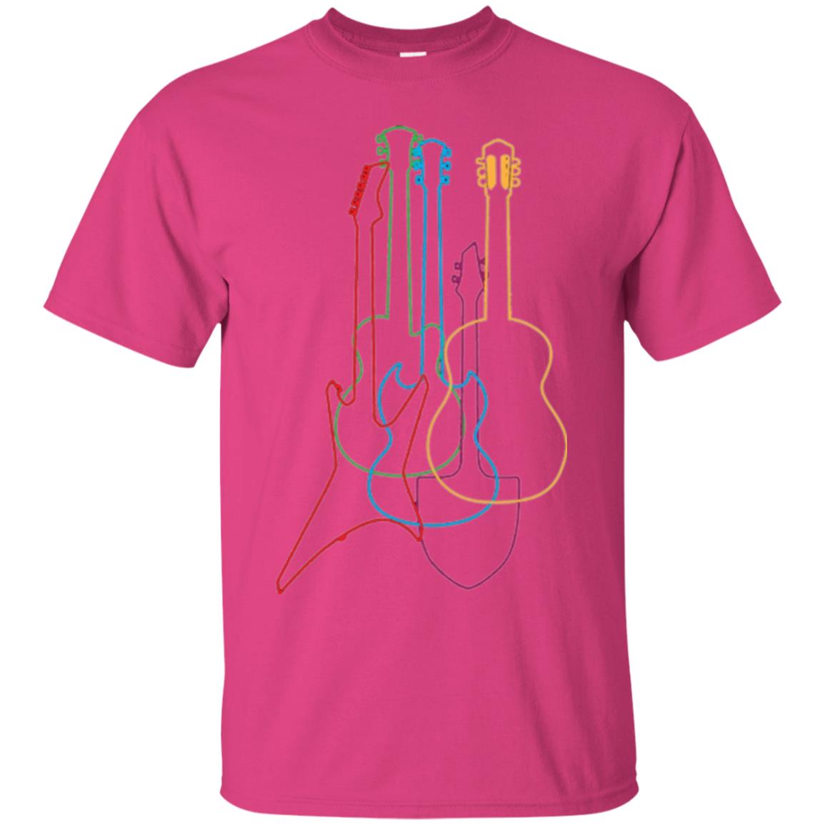 Colored Guitars Electric Acoustic Classical T-shirt Heliconia
