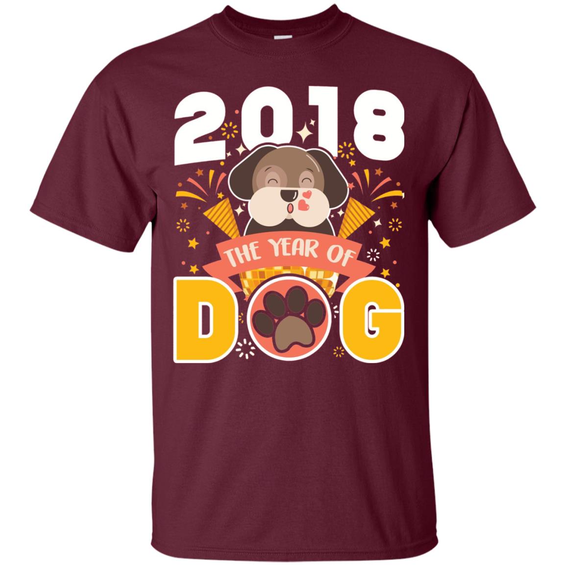 Funny Chinese New Year T-shirt 2018 The Year Of Dog Maroon