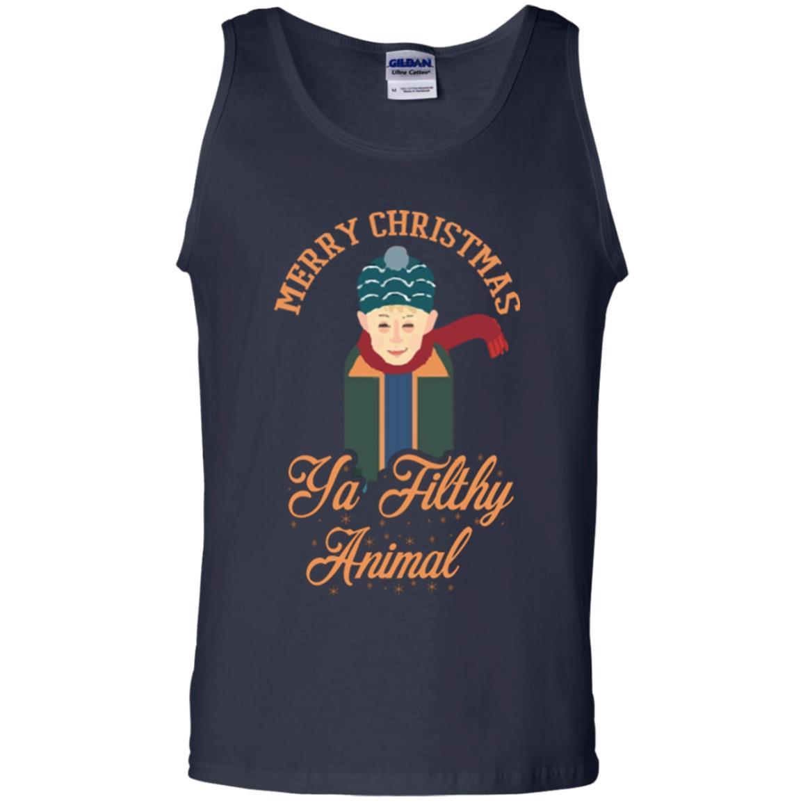 Christmas T-shirt Merry Christmas Ya Filthy Animal Navy