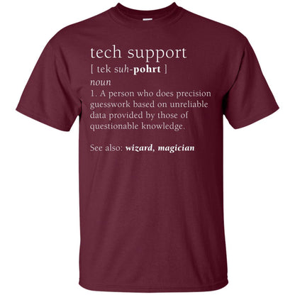 Tech Support Definition Funny Cute Computer Nerd Shirt Maroon