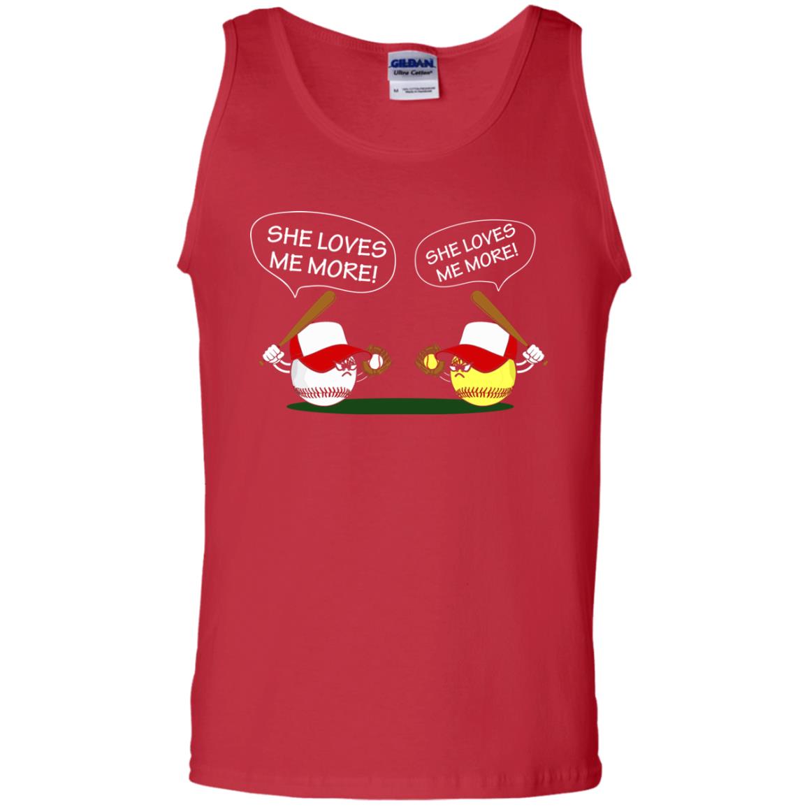 She Loves Me More Baseball Or Softball Shirt Red