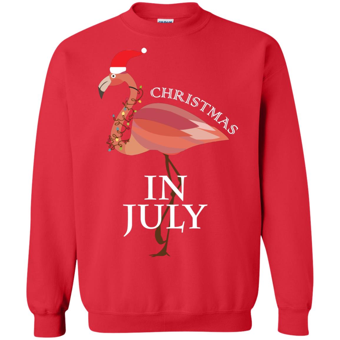 Flamingo With Santa_s Hat Christmas In July Xmas In Summer Shirt Red