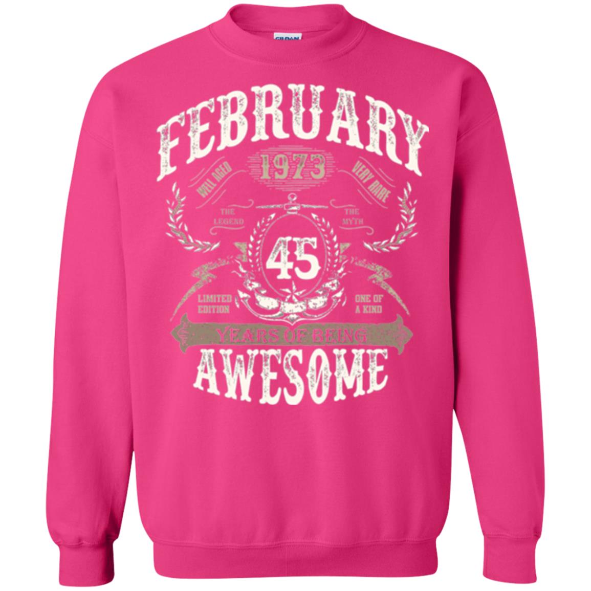February 1973 45 Years Of Being Awesome T-shirt 45 Years Old Heliconia