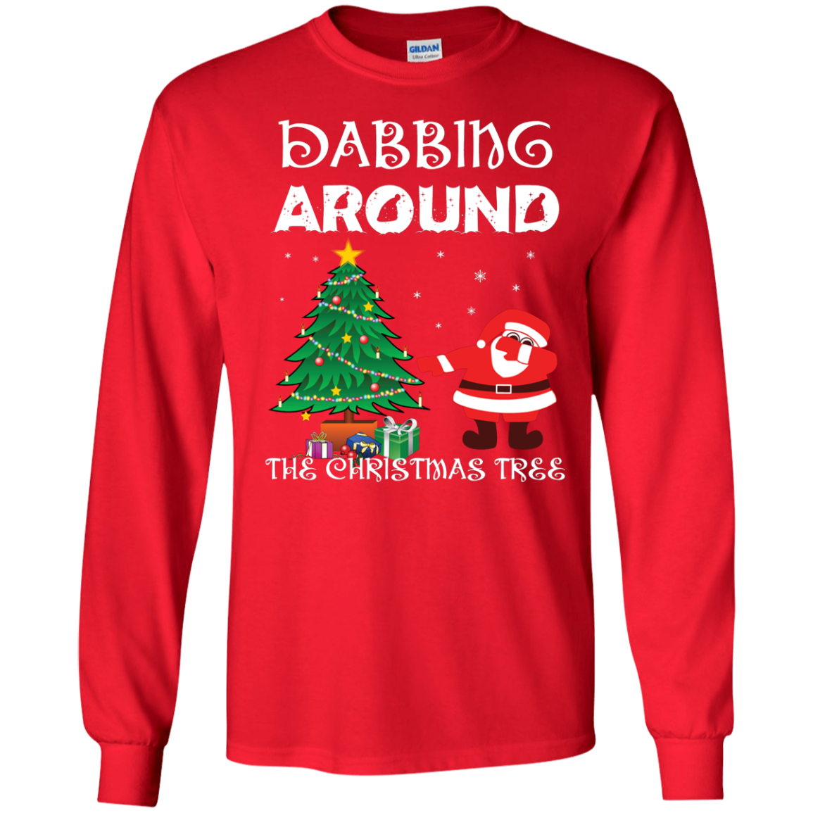 Christmas T-Shirt Dabbing Around The Christmas Tree Red