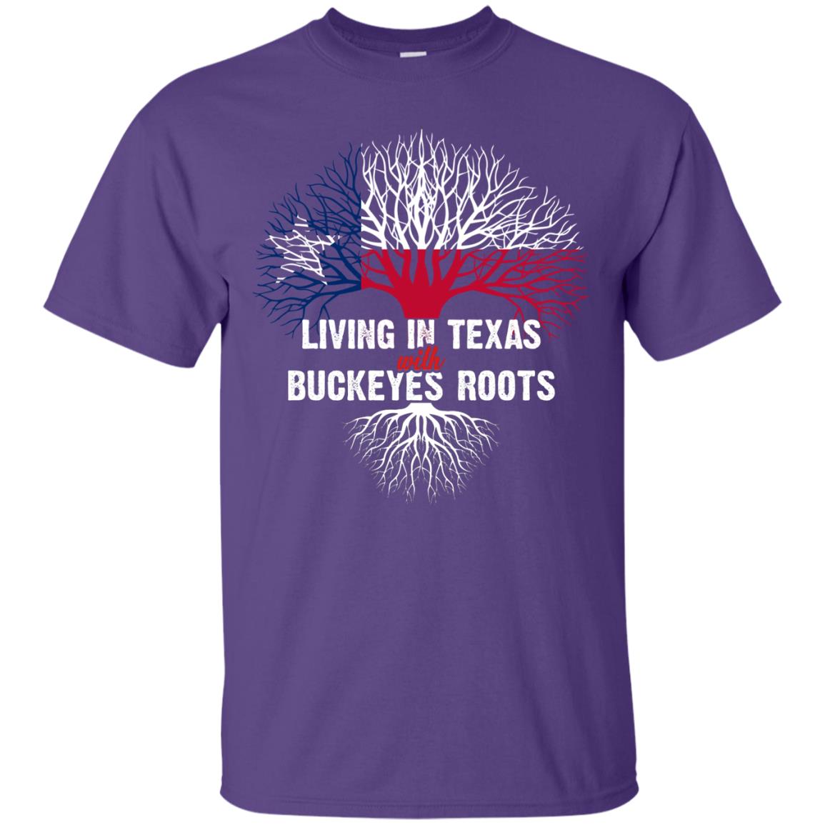 Living In Texas With Buckeyes Roots Texans Shirt Purple