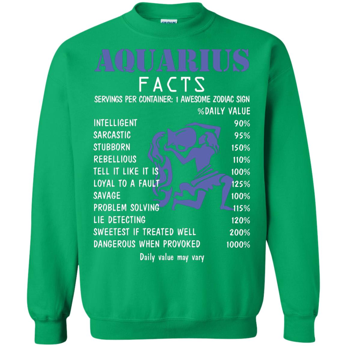 Aquarius Facts 1 Awesome Zodiac Sign Gift Shirt Fo Aquarius Horoscope Irish Green
