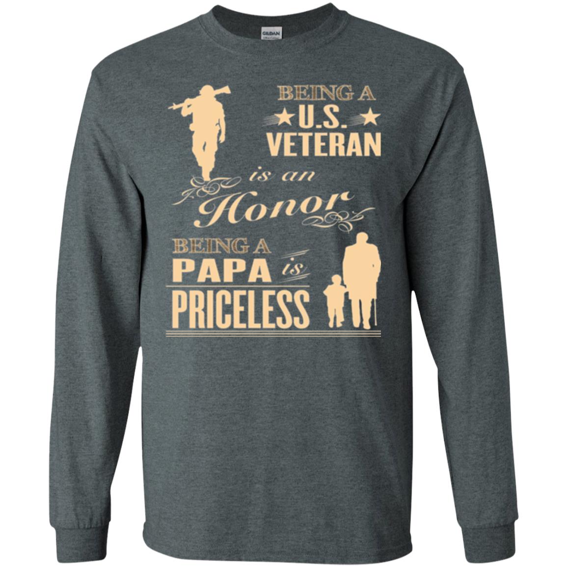 Papa T-shirt Being A U.s Veteran Dark Heather