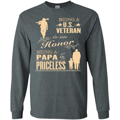 Papa T-shirt Being A U.s Veteran Dark Heather