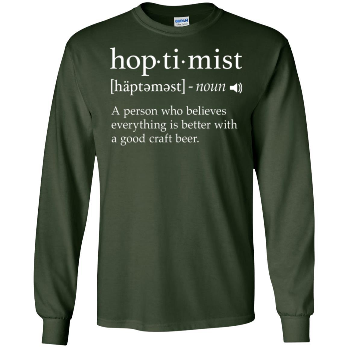 Beer Lover T-shirt Hoptimist Definition Forest Green
