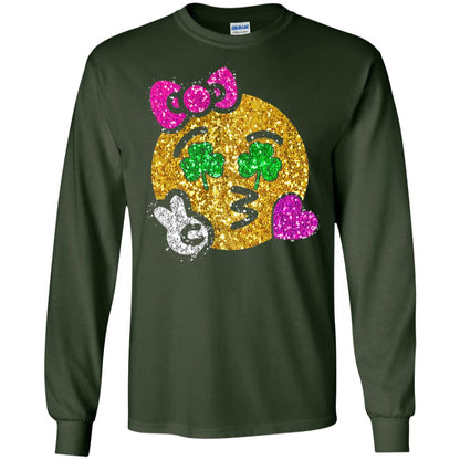 Emoji Kiss Heart Princess St. Patrick_s Day T-shirt Forest Green