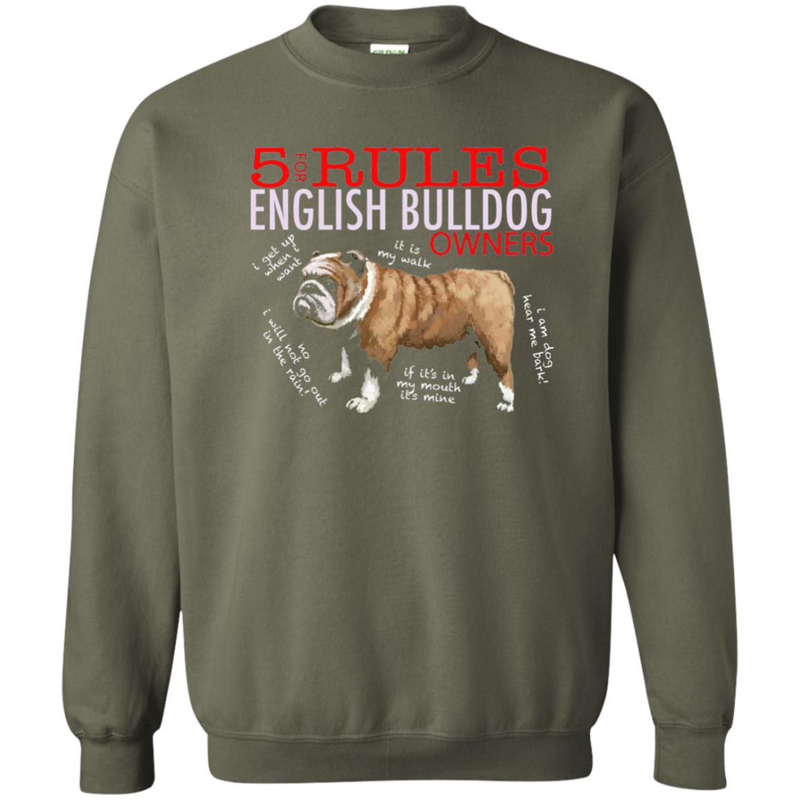 5 Rules For English Bulldog Owners Dog Lover Shirt Military Green