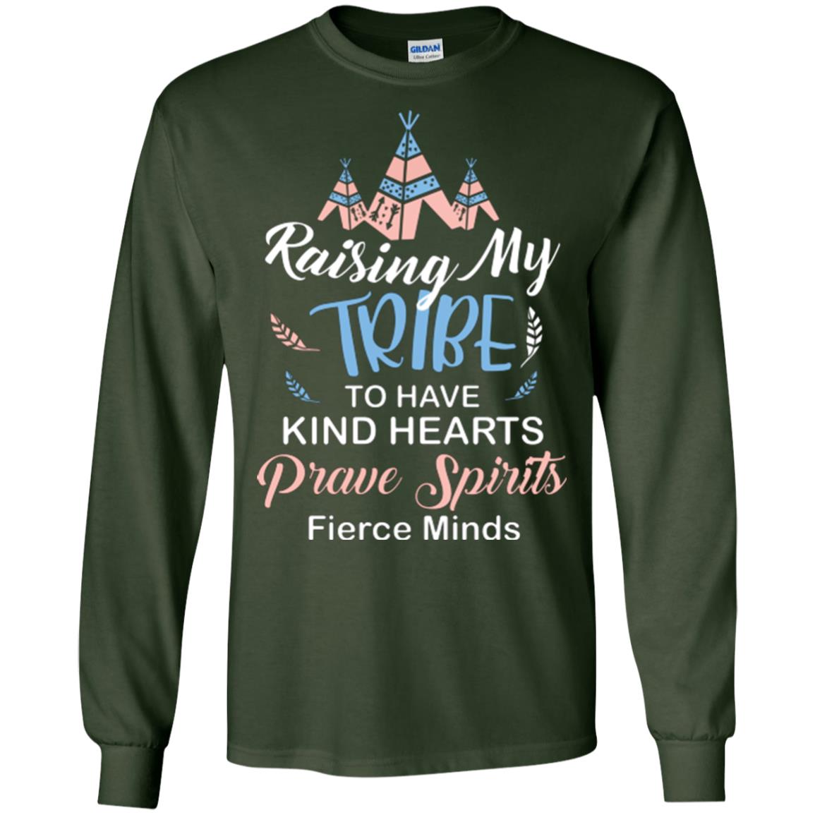 Mommy T-shirt Raising My Tribe To Have Kind Hearts Forest Green