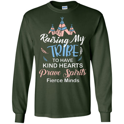 Mommy T-shirt Raising My Tribe To Have Kind Hearts Forest Green