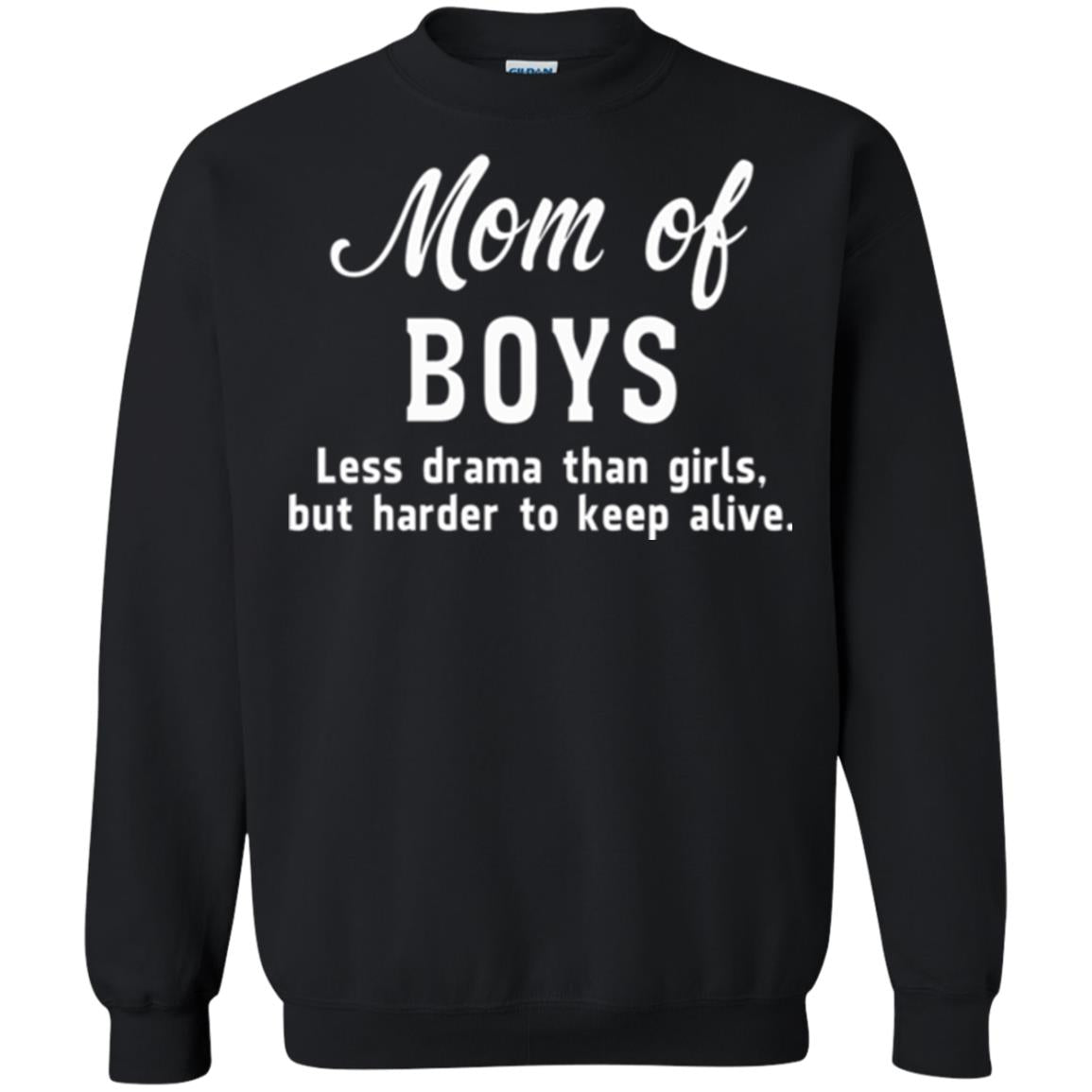 Mom Of Boys Less Drama Than Girls But Harder To Keep Alive T-shirt Mothers Day Black