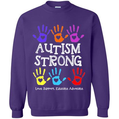 Autism Awareness T-shirt Autism Strong Love Support Educate Advocate Purple