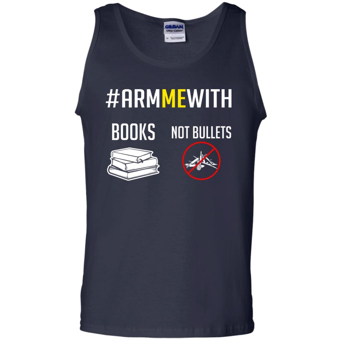 Arm Me With Books Not Bullets Gun Control T-shirt Navy