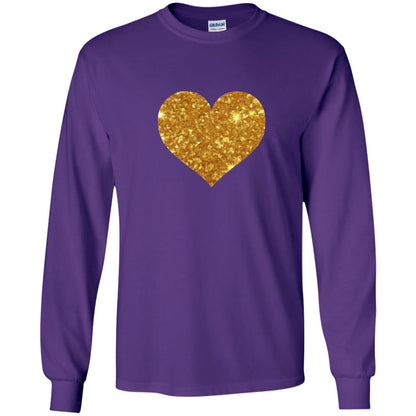 Valentine_s Day T-shirt Gold Heart Purple