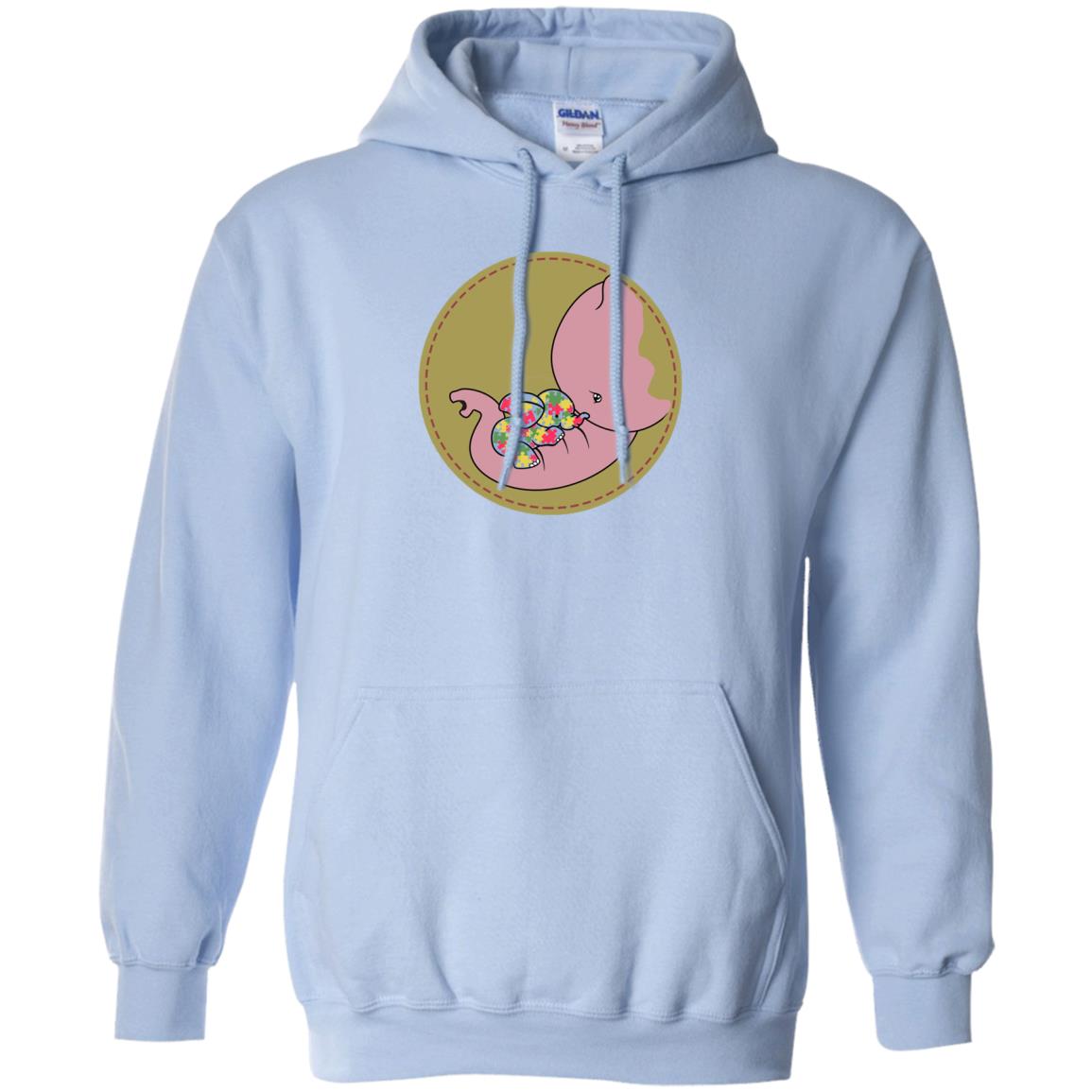 Elephant Mom And Baby Autism Awareness Shirt Light Blue