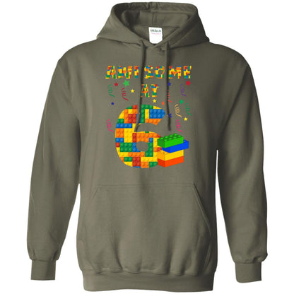 Awesome At 6 Age 6 Six Blocks Bricks Theme Shirt Military Green
