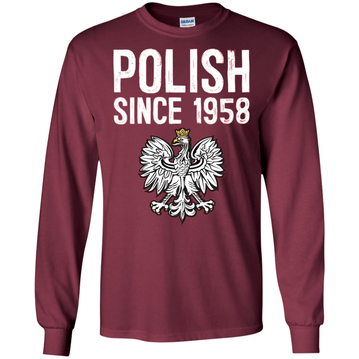 60th Birthday T-shirt Polish Since 1958 Maroon