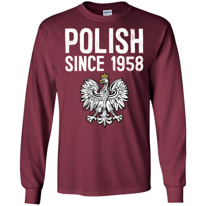 60th Birthday T-shirt Polish Since 1958 Maroon