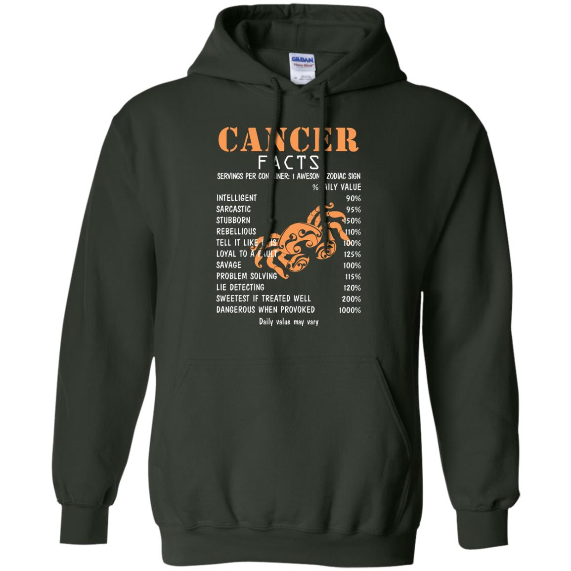 Cancer Facts 1 Awesome Zodiac Sign Gift Shirt For Cancer Horoscope Forest Green