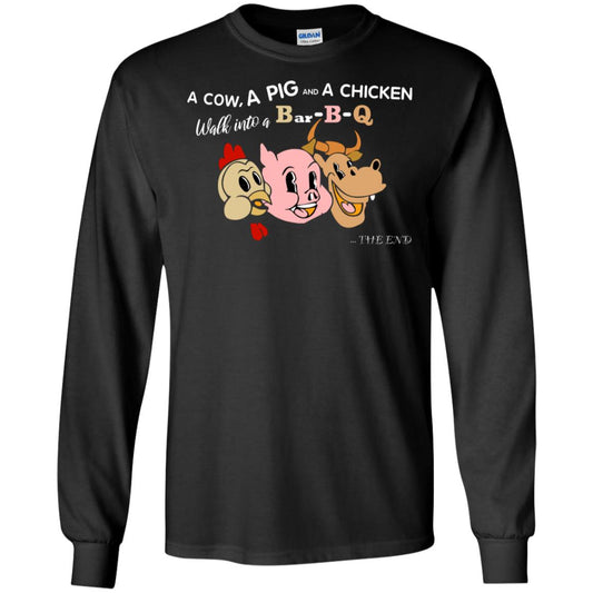 A Cow A Pig And A Chicken Walk Into A Bar-b-q The End Shirt Black