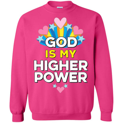 Funny Christian T-shirt God Is My Higher Power Hearts Stars Heliconia
