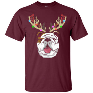 Dog Lovers T-shirt Funny Bulldogs With Antlers