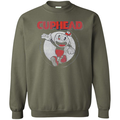 Cuphead T-shirt Cuphead Waving Circle Portrait Military Green