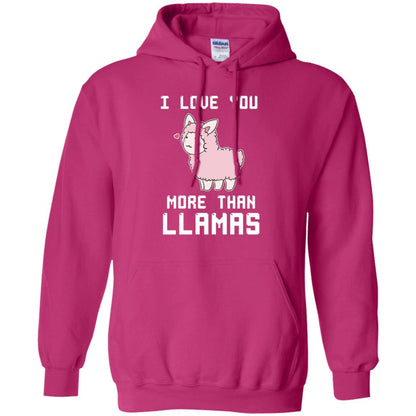 I Love You More Than Llamas Valentines Day Shirt Heliconia