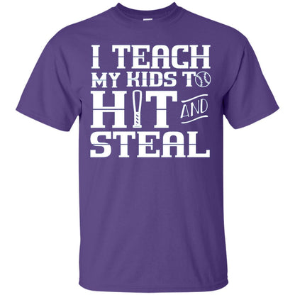 I Teach My Kids To Hit And Steal Baseball Mom T-shirt Purple