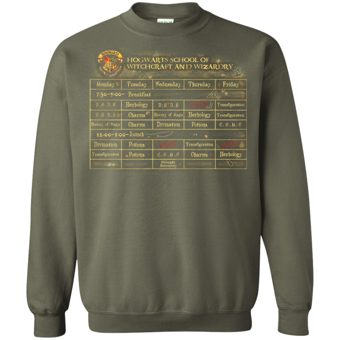 Harry's Schedule Harry Potter Shirt Military Green