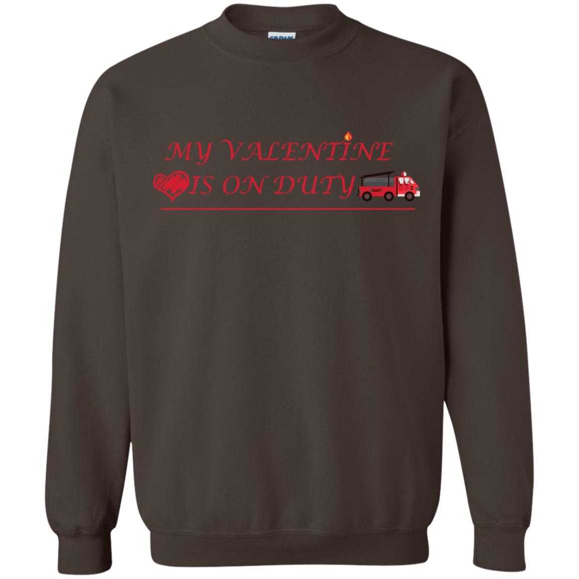 My Valentine Is On Duty Firefighter's Girlfriend Shirt Dark Chocolate