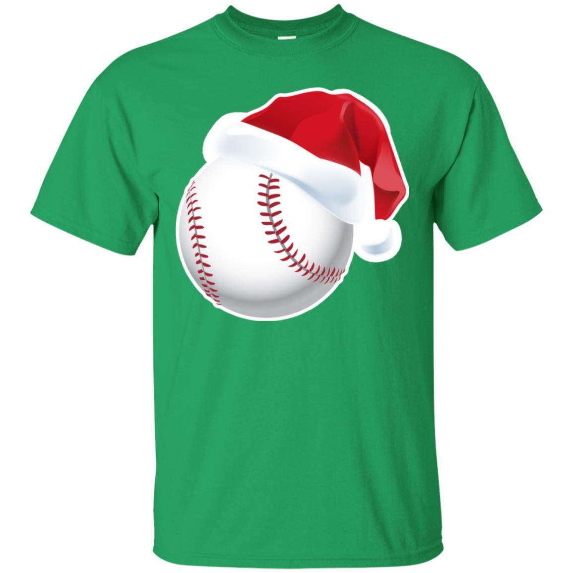 Baseball With Santa Claus Hat X-mas Shirt For Baseball Lovers Irish Green