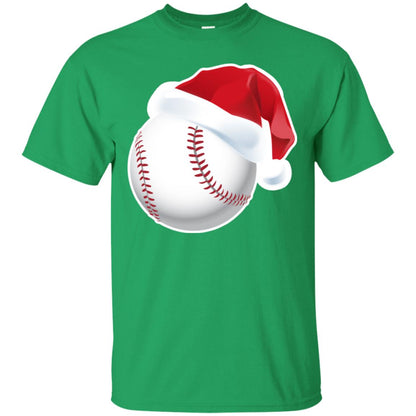 Baseball With Santa Claus Hat X-mas Shirt For Baseball Lovers Irish Green