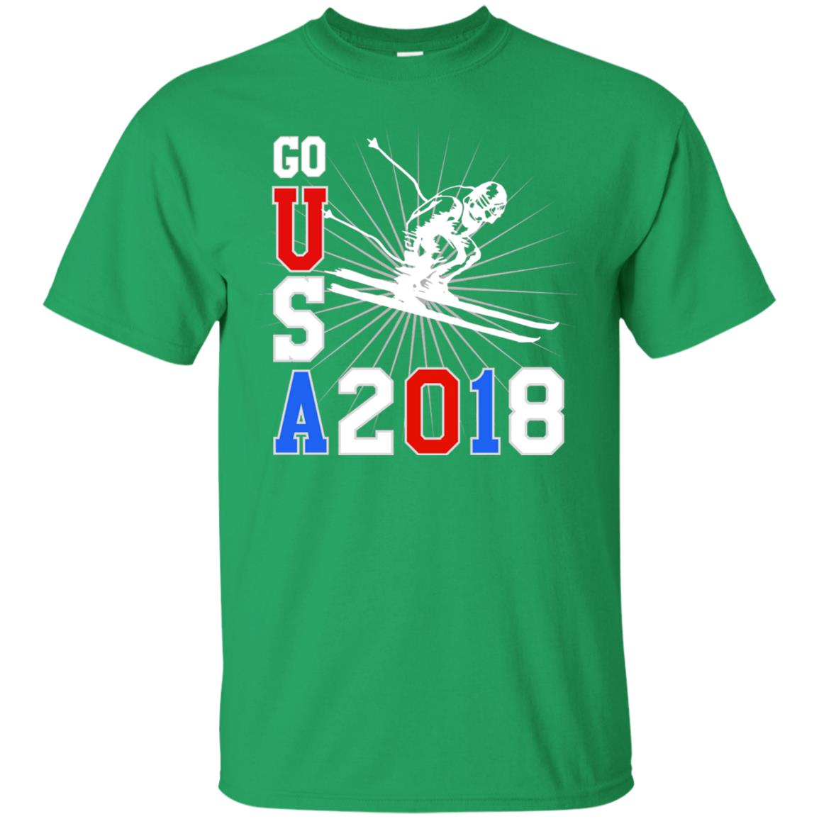Alpine Skiing T-shirt Go Usa 2108 Cool Irish Green