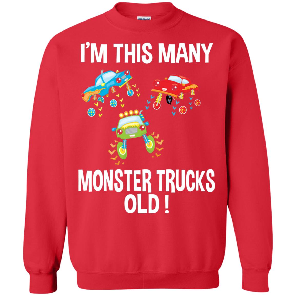 Birthday 3th Shirt Im This Many Monster Trucks Old Red