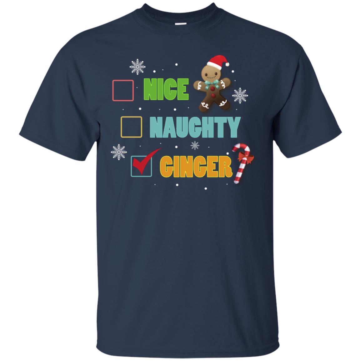 Nice Naughty Ginger X-mas List Gift Shirt Navy