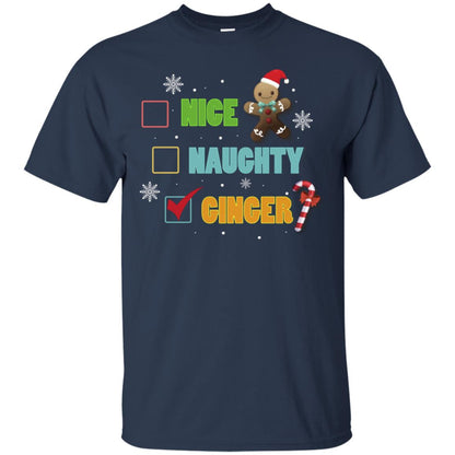 Nice Naughty Ginger X-mas List Gift Shirt Navy